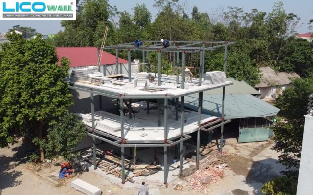 Biệt thự 3 tầng lắp ghép tại Việt Trì, Phọ Thọ sử dụng bê tông nhẹ Licowall