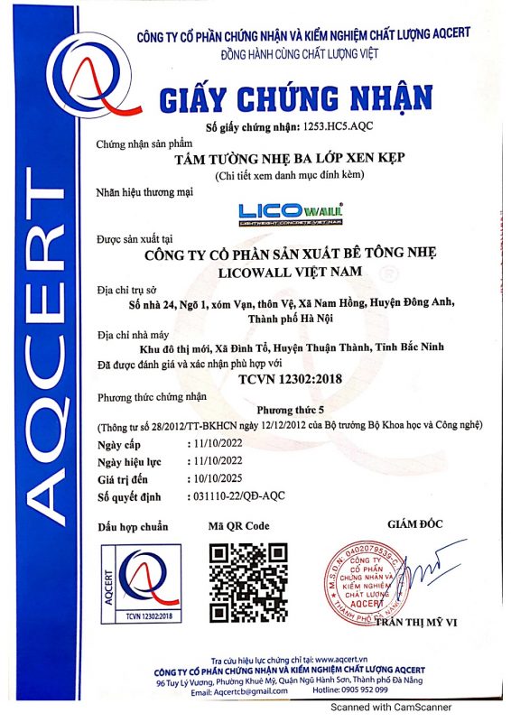 Chứng nhận chất lượng 