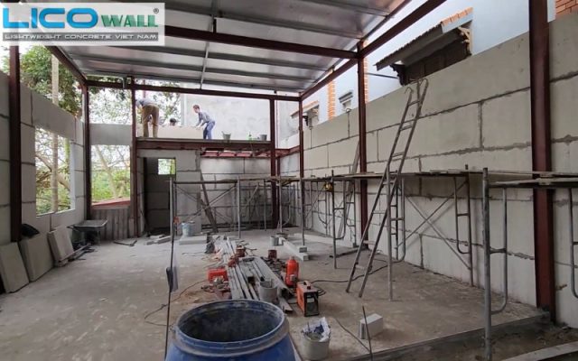 Nhà hàng lắp ghép tấm bê tông siêu nhẹ EPS tại Đại Thịnh, Mê Linh, Hà Hội