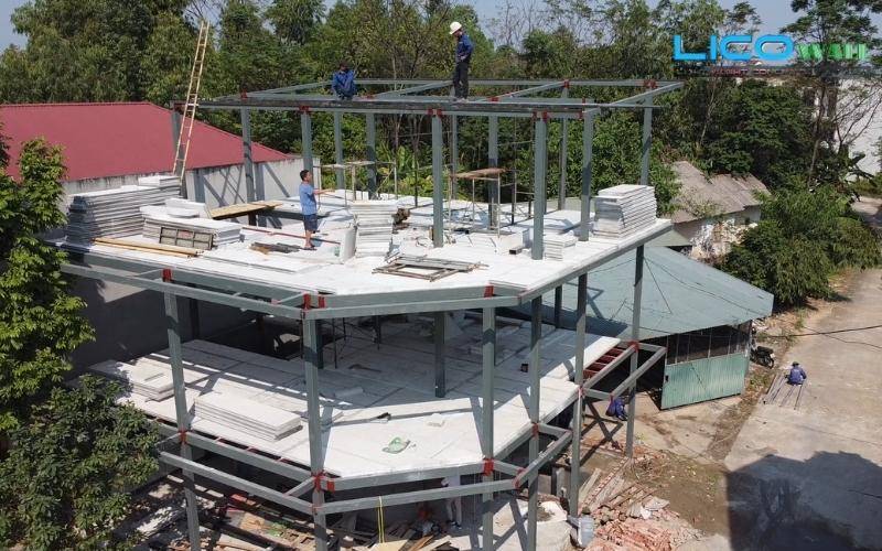 Công trình lớn được xây dựng bằng nhà khung thép kết hợp bê tông nhẹ EPS LICO WALL