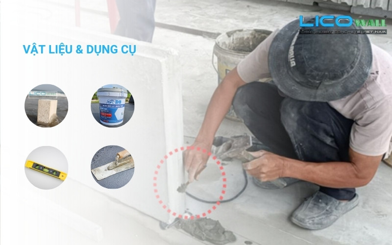 các vật liệu cần chuẩn bị khi thi công tấm tường bê tông nhẹ EPS