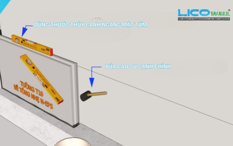 Bước 3 hướng dẫn thi công tấm tường bê tông nhẹ EPS: Căn chỉnh và liên kết