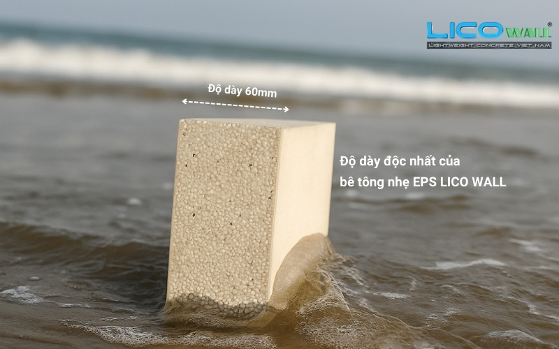 Mặt cắt bê tông nhẹ EPS LICO WALL tại biển