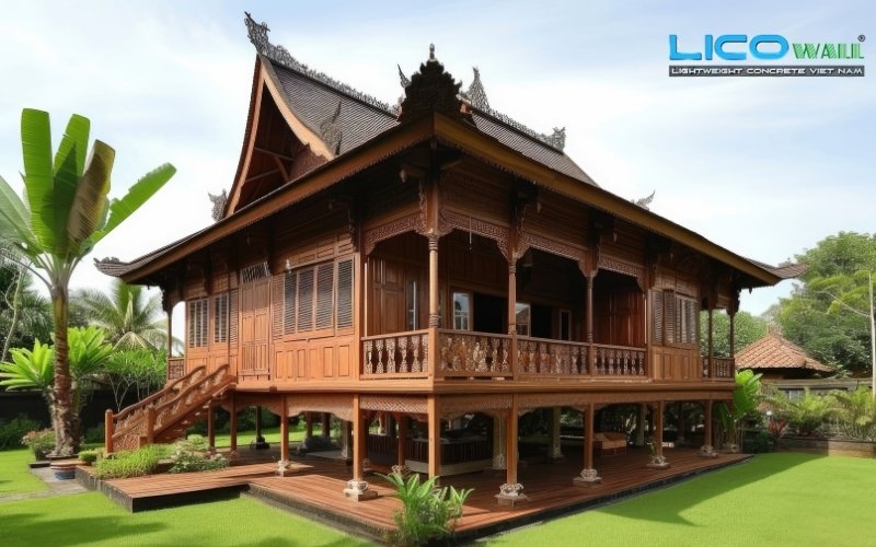 Mẫu nhà sàn bê tông 2 tầng – Không gian rộng rãi, tiện nghi