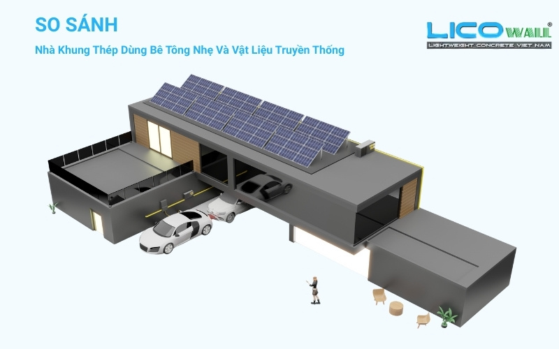 So Sánh Nhà Khung Thép Dùng Bê Tông Nhẹ Và Vật Liệu Truyền Thống