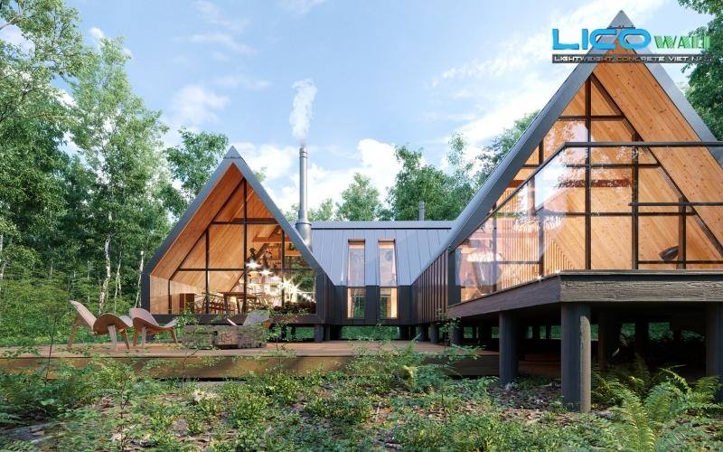 Nhà sàn bê tông trong khu sinh thái