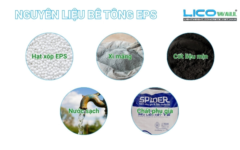 Các nguyên liệu trong quy trình sản xuất bê tông nhẹ EPS