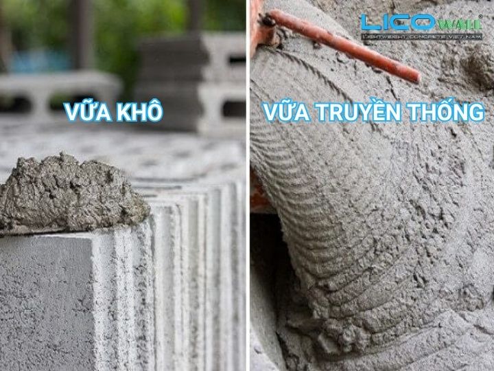 So sánh vữa khô và vữa truyền thống