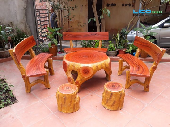 Ghế Xi Măng Vân Gỗ - 1