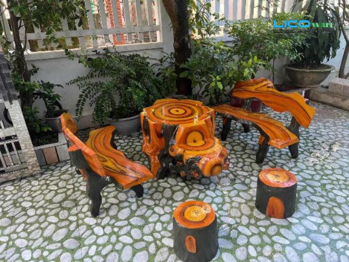 Ghế Xi Măng Vân Gỗ - 2