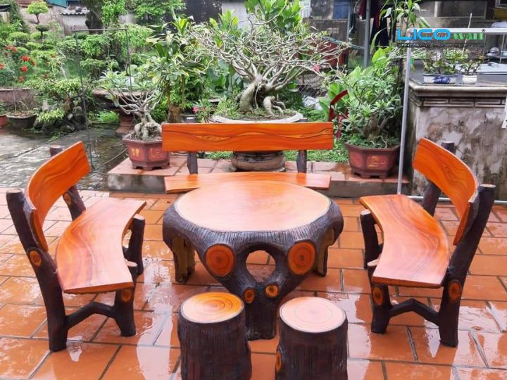 Ghế Xi Măng Vân Gỗ - 4